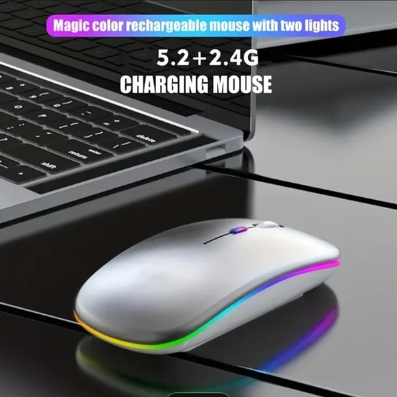 Wireless Rechargeable LED Mouse - Gray - Picture 2 of 8